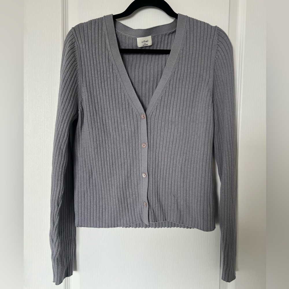 Aritzia Wilfred Manila Ribbed V-Neck Cardigan